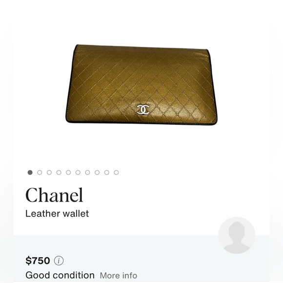 Authentic Chanel Metallic Gold Quilted Leather Flap Wallet with certificate card - Picture 16 of 17